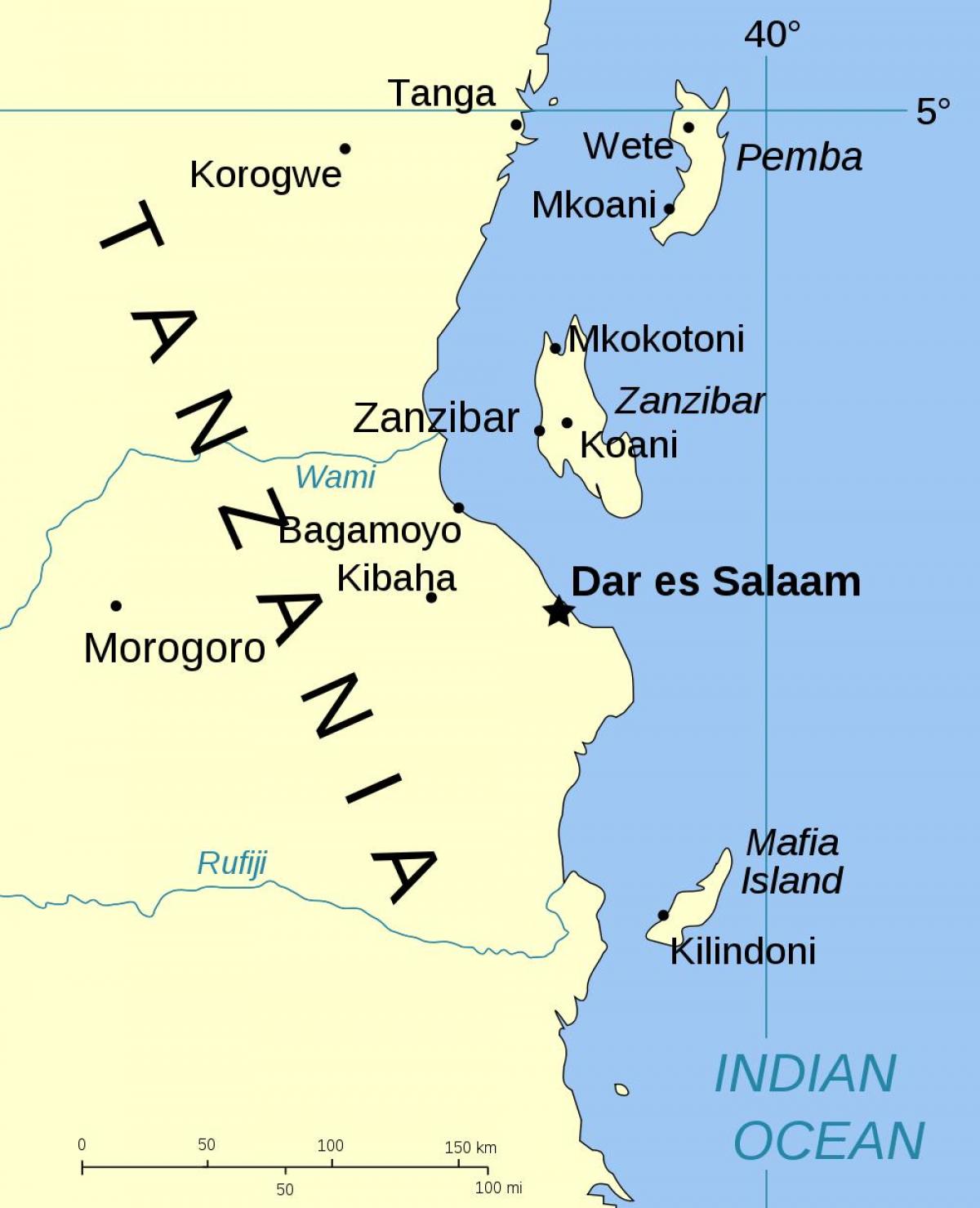 tansaníu eyjar kort