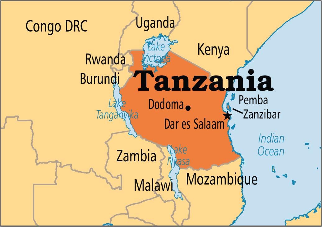 Kort af dar es salaam tansaníu