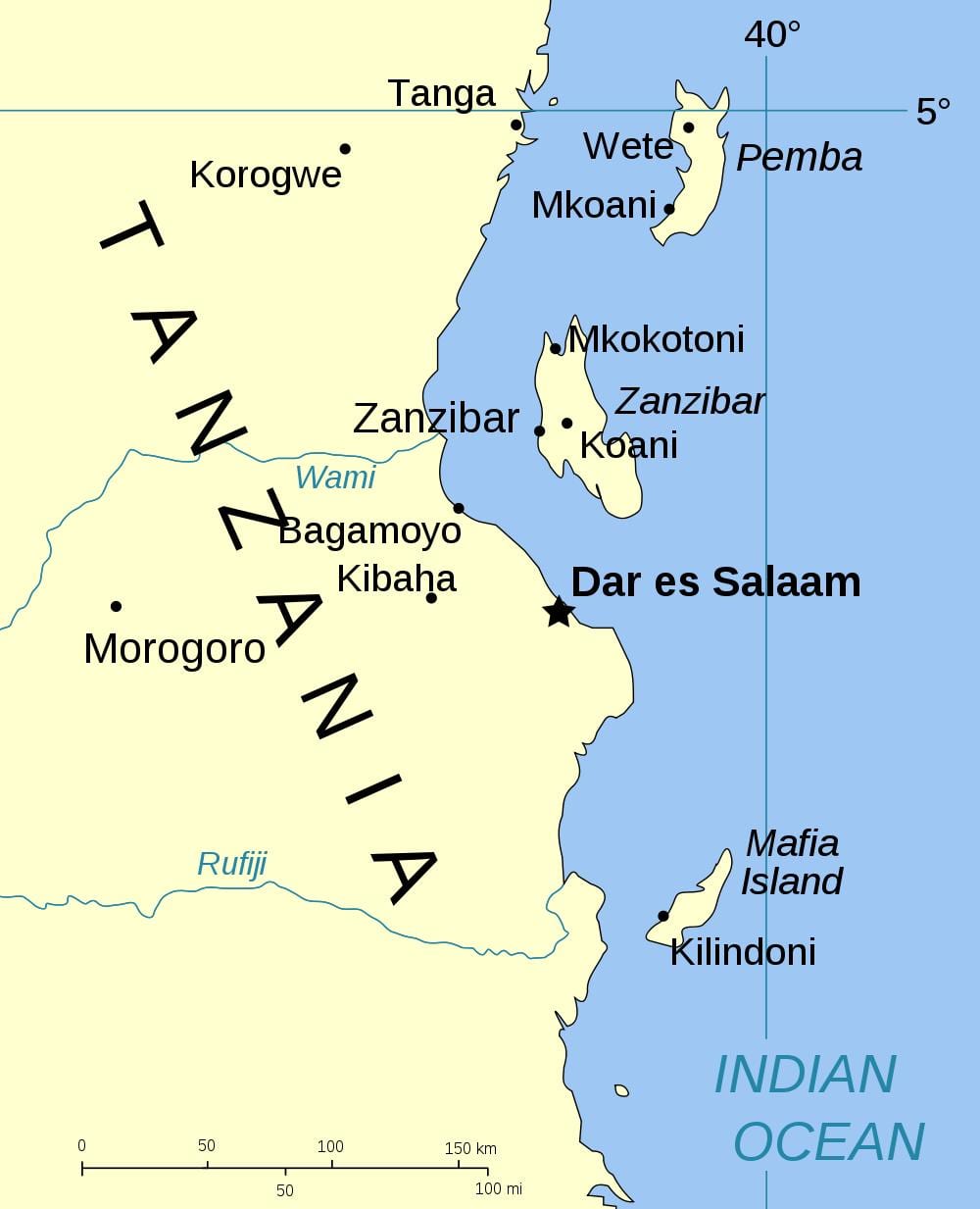 tansaníu eyjar kort